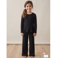 ZX106: Girls 2 Piece Rib Outfit- Black (4-12 Years)